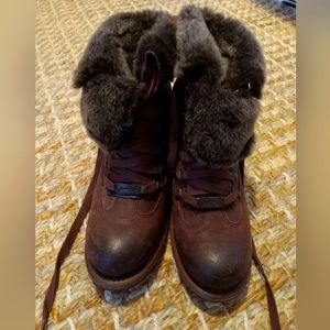 Frye fur lined heeled boots
